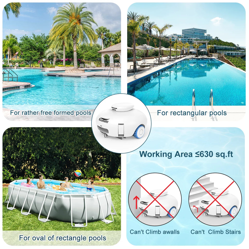 Cordless Robotic Pool Vacuum Cleaner 7500mAh Rechargeable IPX8 Waterproof J583175