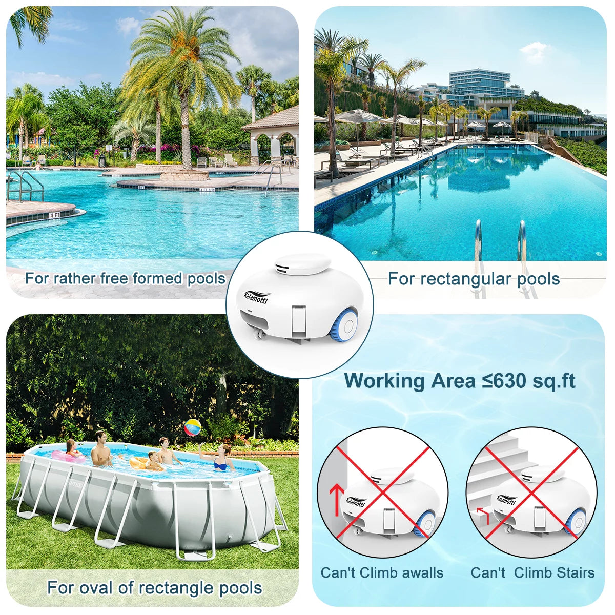 Cordless Robotic Pool Vacuum Cleaner 7500mAh Rechargeable IPX8 Waterproof J583175