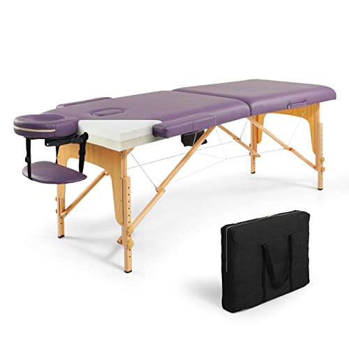 84 Inch Purple Height Adjustable Memory Foam Massage Table F6749