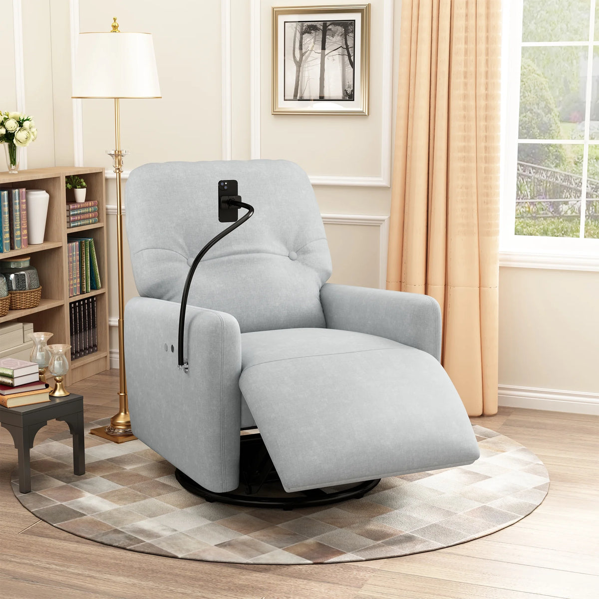 Grey 270 Degree Swivel Electric Recliner Sofa T77952