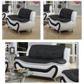 Black and White Faux Leather Loveseat and 2-Chair Set G33940