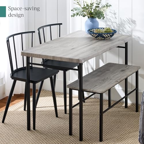4-Piece Dining Table Set with 2 Chairs and Bench T451
