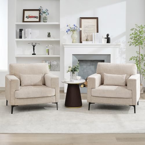 Oversized Green Chenille Armchair with Metal Legs M418429
