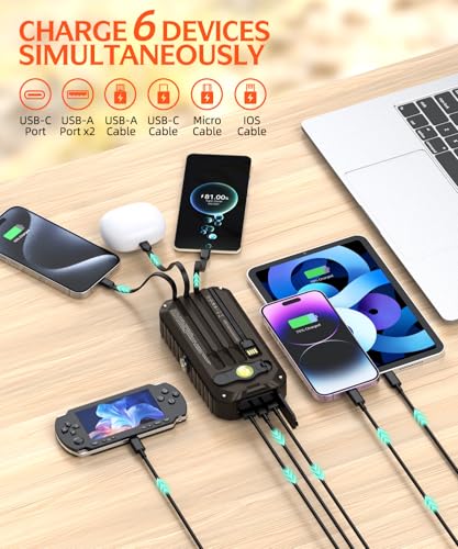 40000mAh Solar Power Bank with 4 Cables and Hand Crank R790258