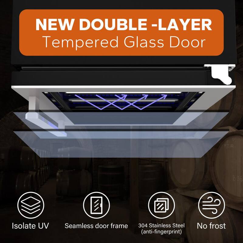 Built-In 46-Bottles Dual Zone Stainless Steel Wine Cooler J41232