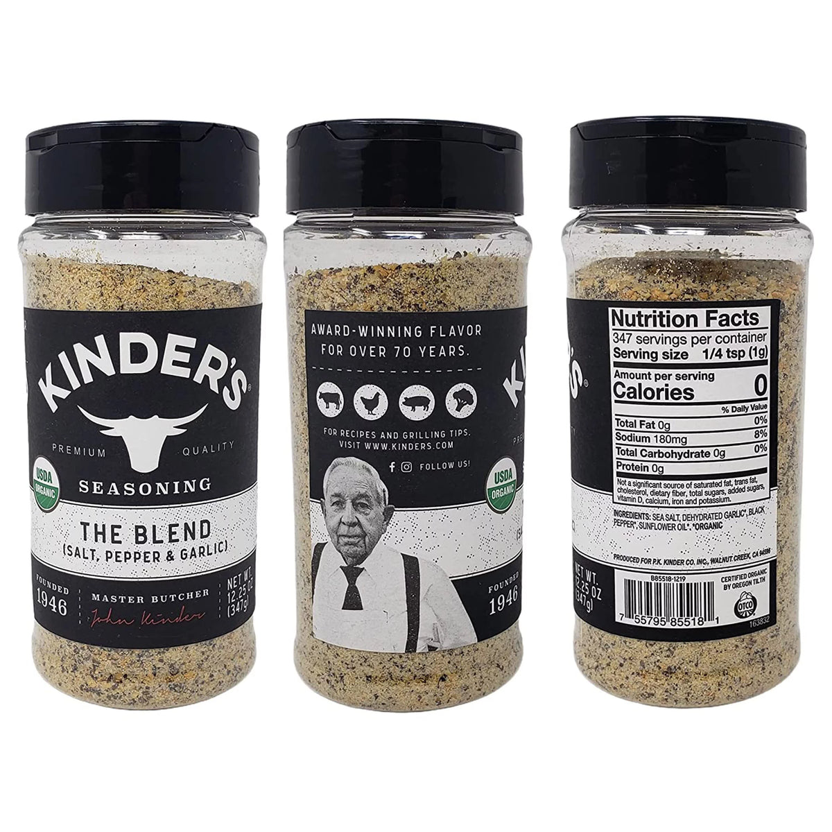 Organic Seasoning & Rub 3-Variety Pack with Mini Stainless Steel Whisk 4-Piece Set W184060