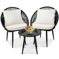 3 Piece Woven Rope Bistro Set with Cushions and Side Table X85937