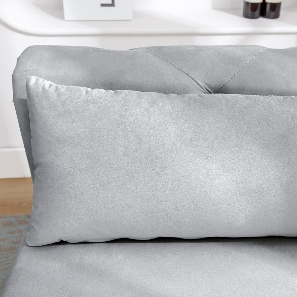 Grey Velvet Chaise Lounge Chair with Storage & Pillow P820139