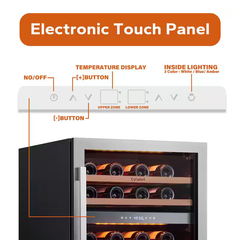 Built-In 46-Bottles Dual Zone Stainless Steel Wine Cooler J41232