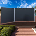 Double Side Awning 236''X 63'', Retractable Waterproof UV-Resistant Privacy Screen, Gray E18898