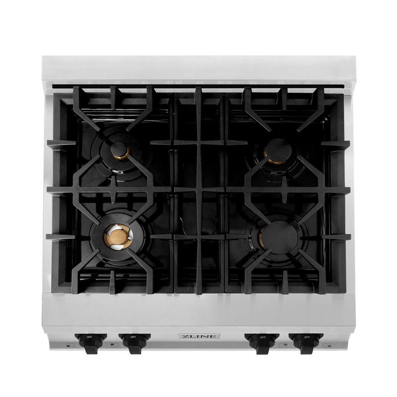 4 Burner Gas Cooktop with Matte Black Knobs in Stainless Steel V13954