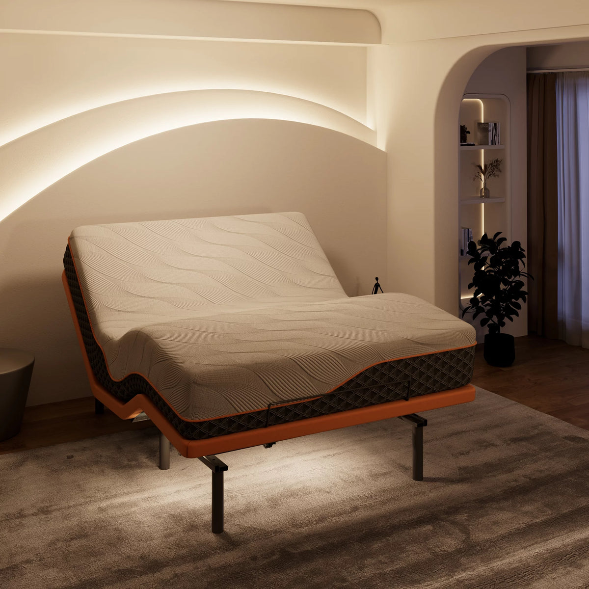 Queen Adjustable Bed Frame with 14 inch Hybrid Memory Foam Mattress P12549