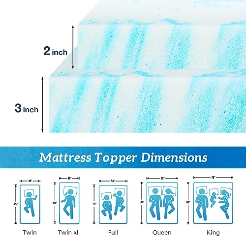 3 Inch Gel Infused Memory Foam Mattress Topper Full F8443