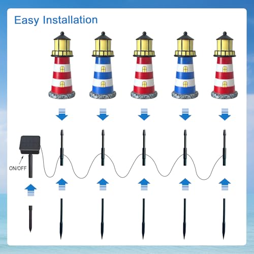 Solar Lighthouse Outdoor Garden Lights Waterproof I609331