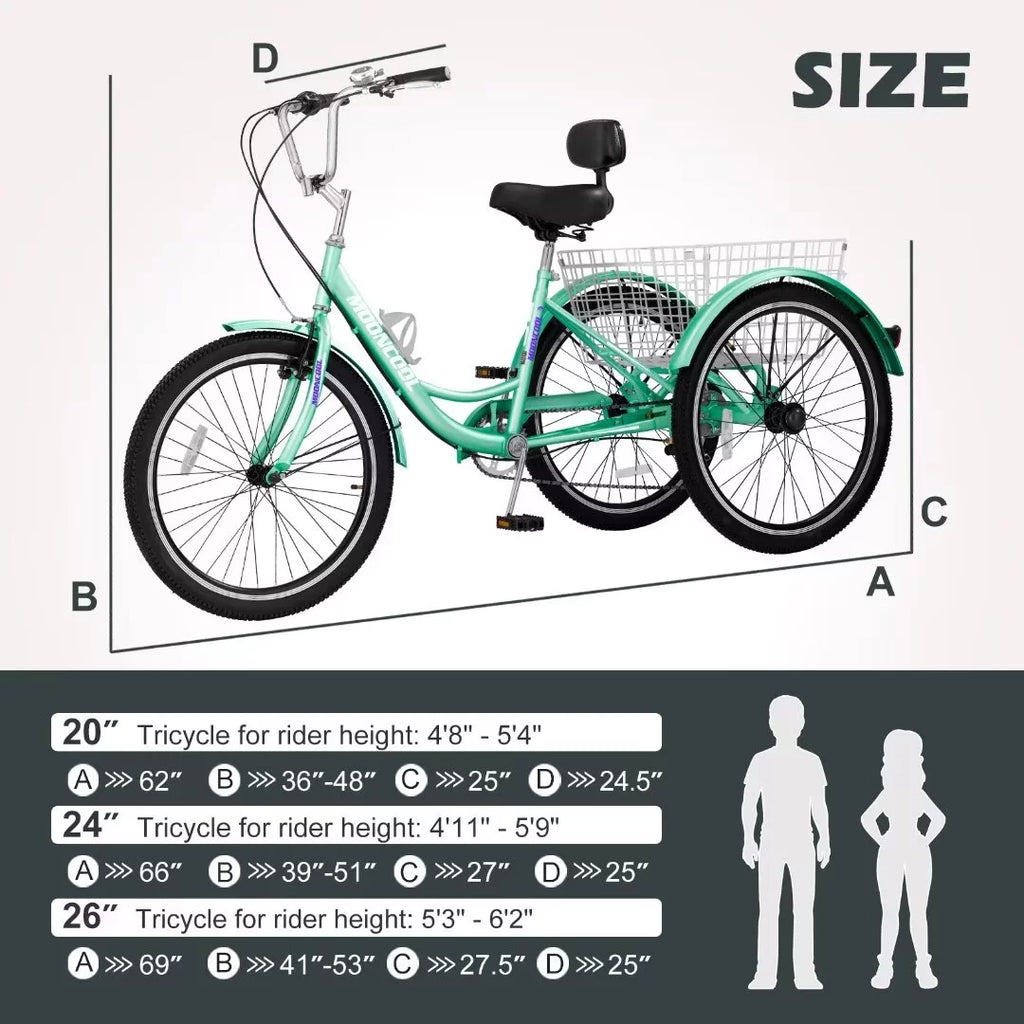 20 Adult Tricycle 7 Speed with Large Basket S185