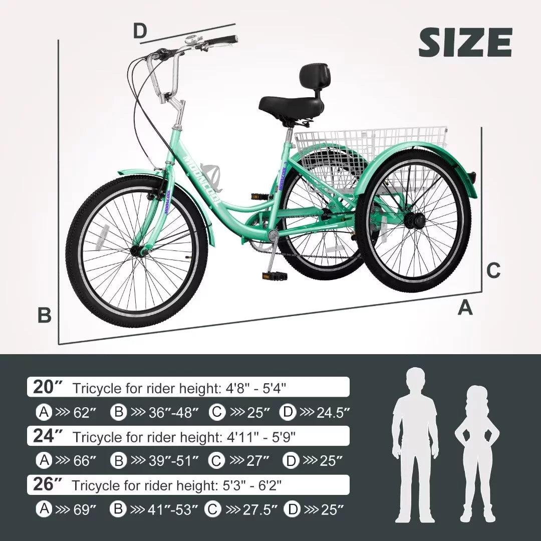 20 Adult Tricycle 7 Speed with Large Basket S185