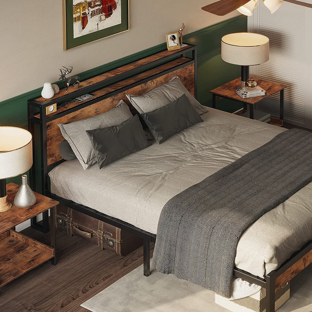 Queen Bed Frame with Industrial Headboard Y4929