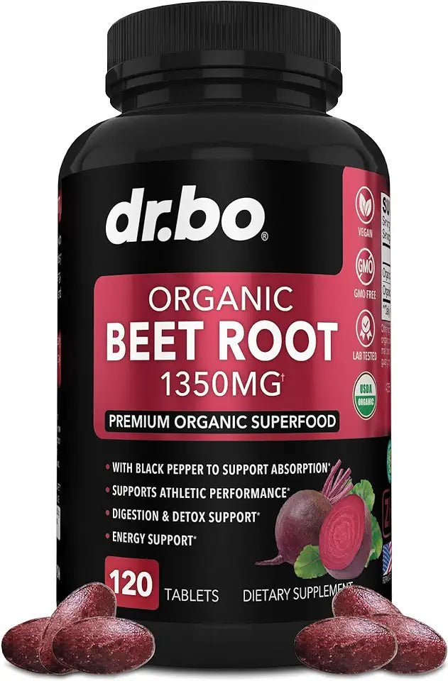Organic Beet Root Capsules Supplements - 1350mg Beetroot Powder Extract Pills, 120 Beets Tablets F71901