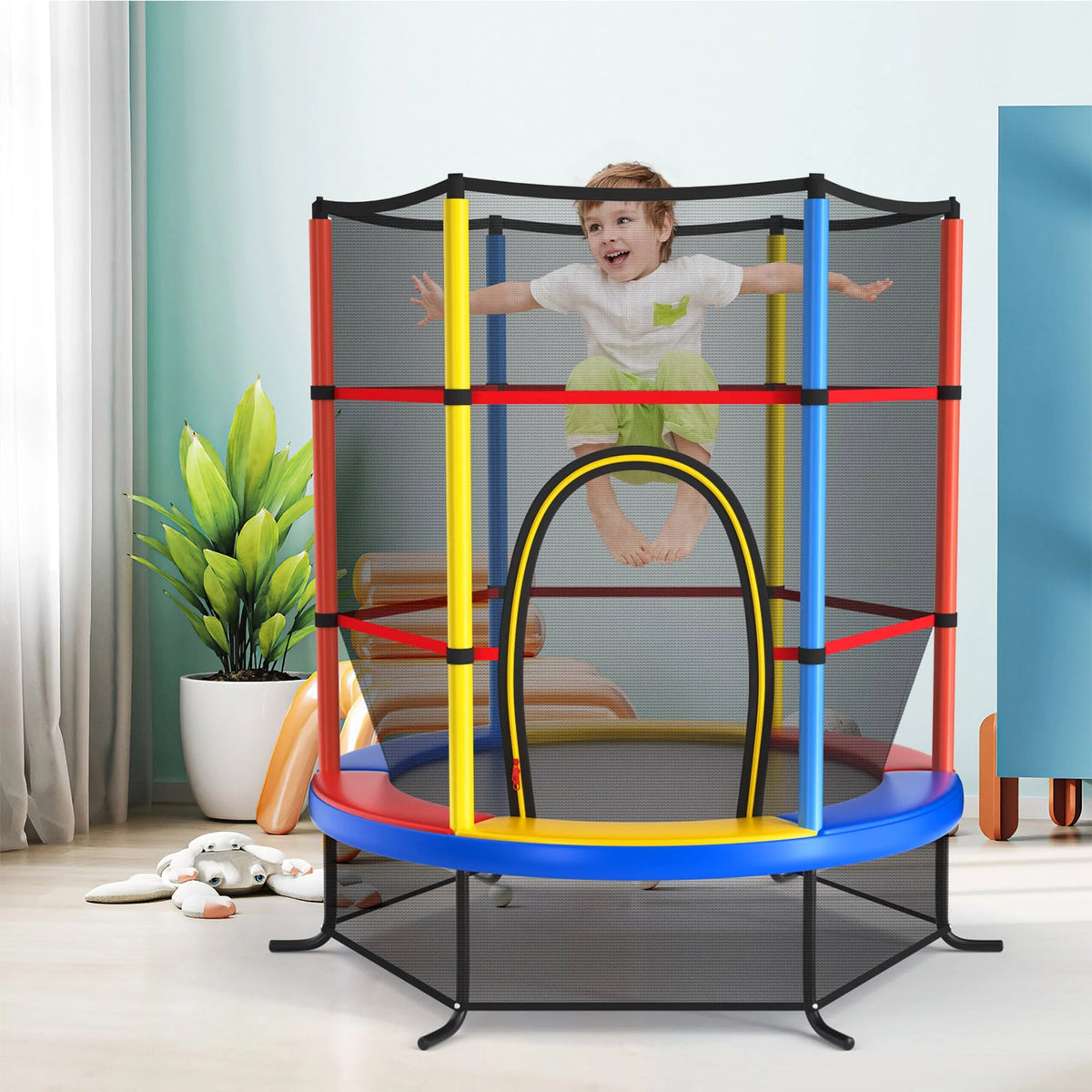 55'' Recreational Trampoline with Enclosure Net O4426