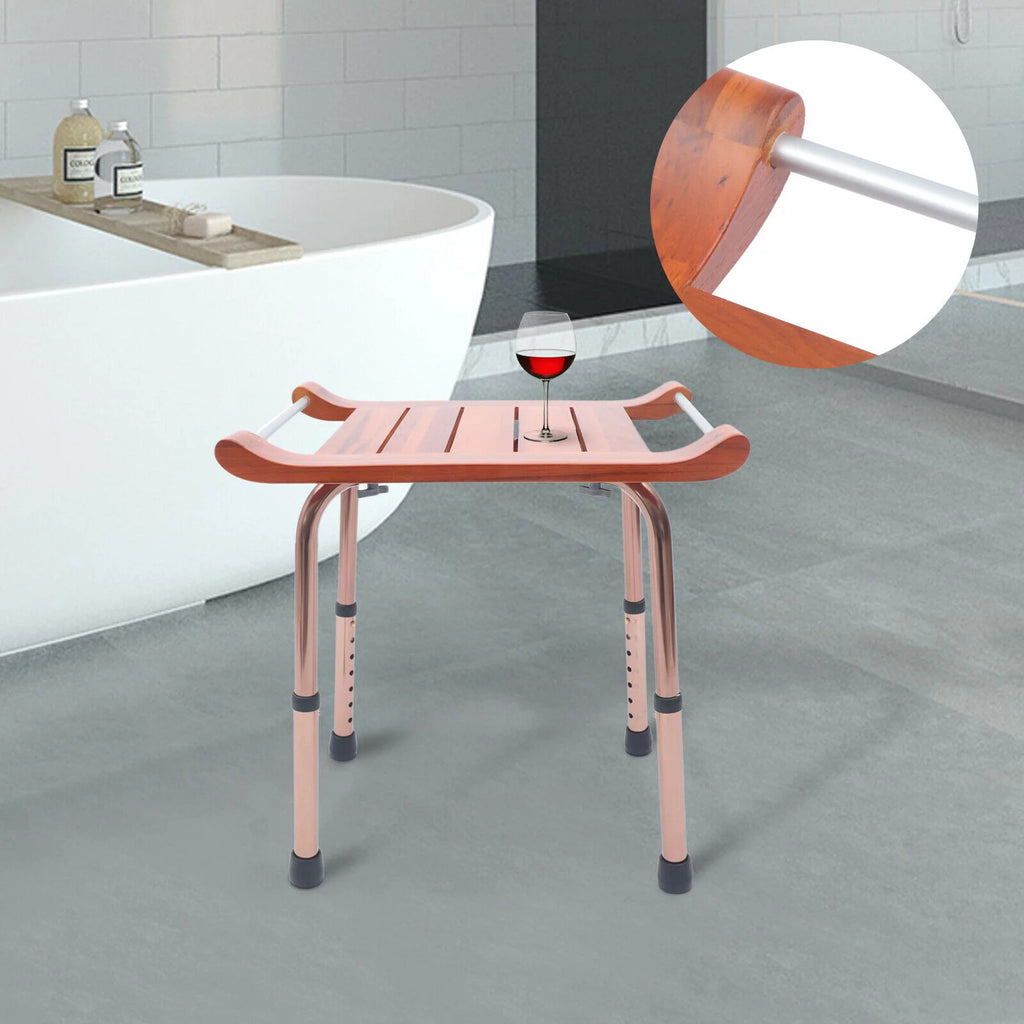 Teak Shower Stool Non-Slip Adjustable U707