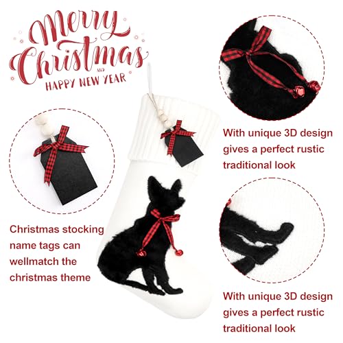 White Knitted Cat Stocking P494918