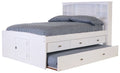 Solid Pine Full Sized Captains Bookcase Bed with 3 Drawers and Twin Trundle K276279