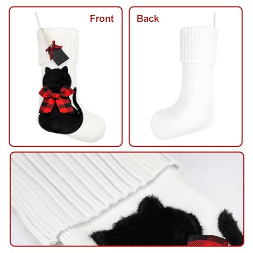 White Knitted Cat Stocking P494918