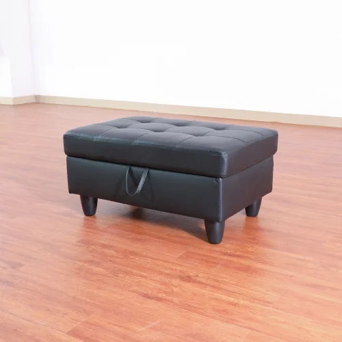 Rectangular Upholstered Storage Ottoman Black J831